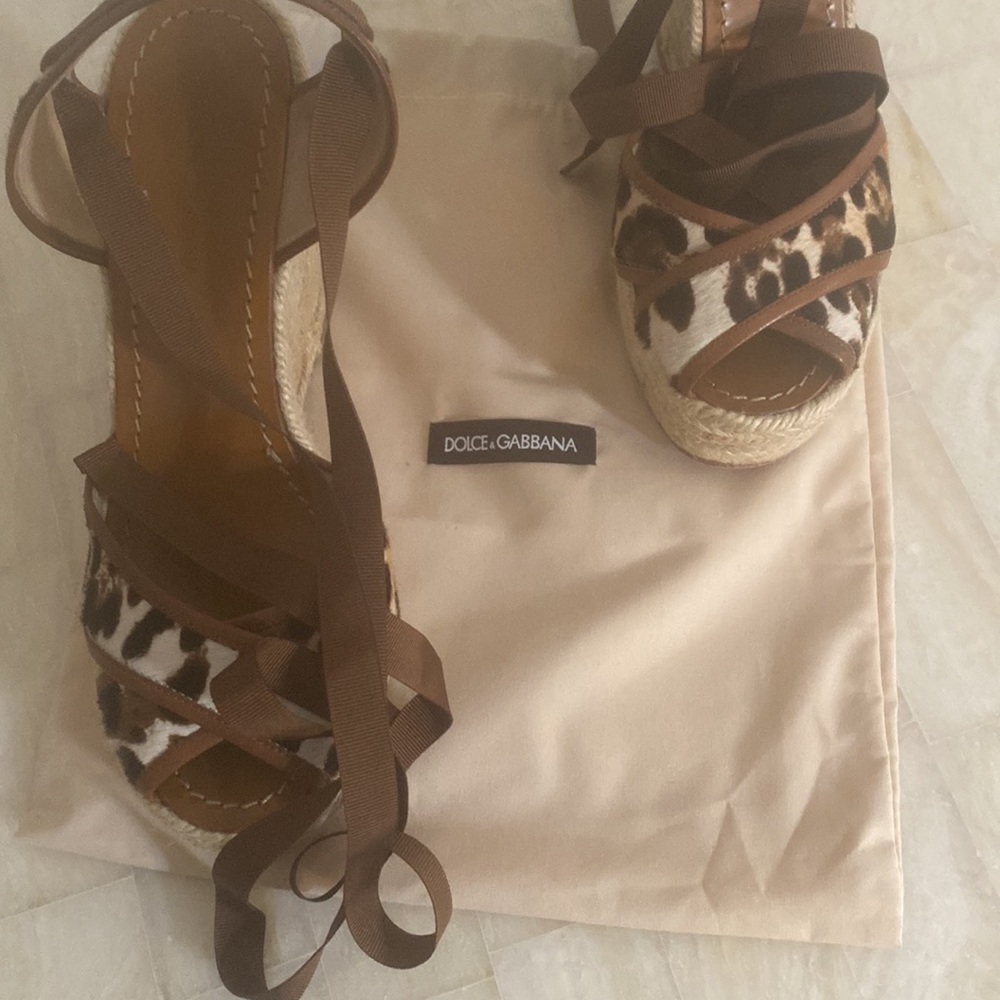Dolce&Gabbana leopard print pony hair, leather sandals, s 39 - Picture 12 of 12